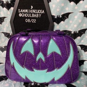 Love Pain and Stitches Purple Glitter Blue Patent Boxy